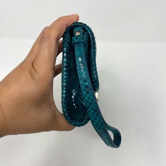 Cole Haan Isabelle clutch, teal snake print - Picture 6 of 12